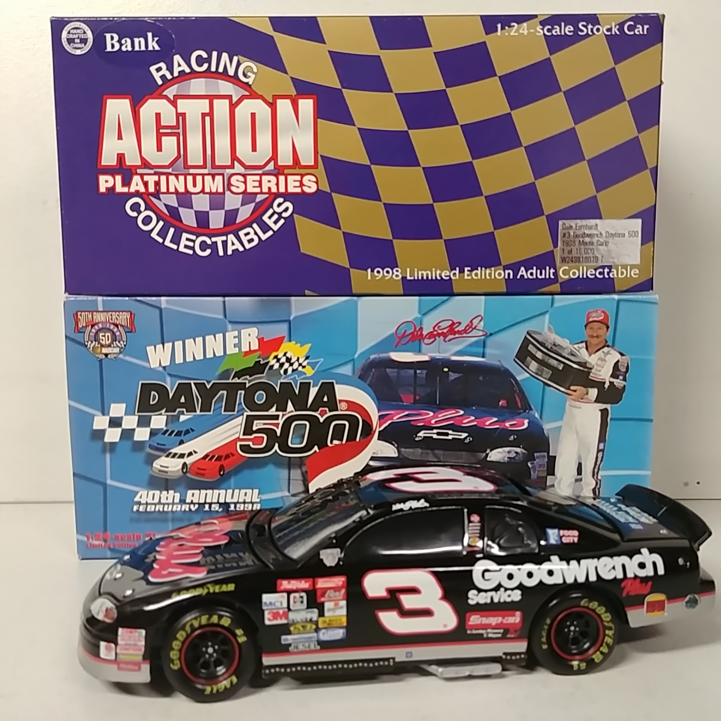 1998 Dale Earnhardt 1/24th GMGW Plus  "Daytona 500 Win" b/w bank Monte Carlo