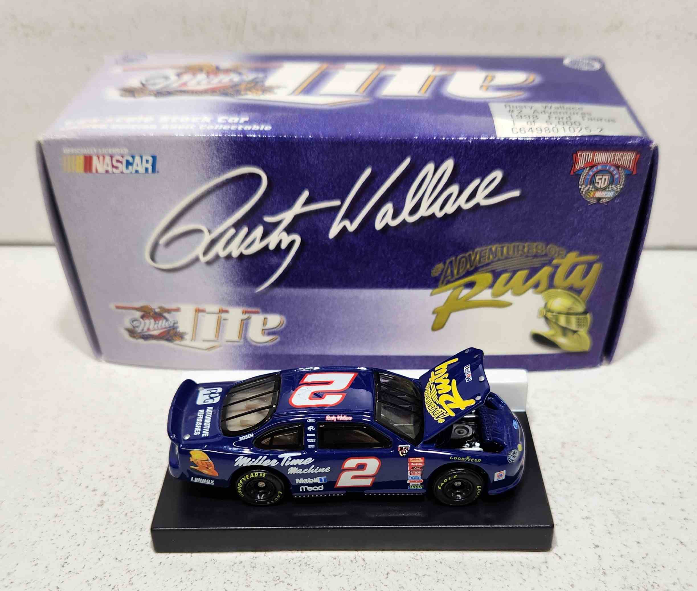 1998 Rusty Wallace 1/64th Miller "Adventures of Rusty" RCCA hood open Taurus