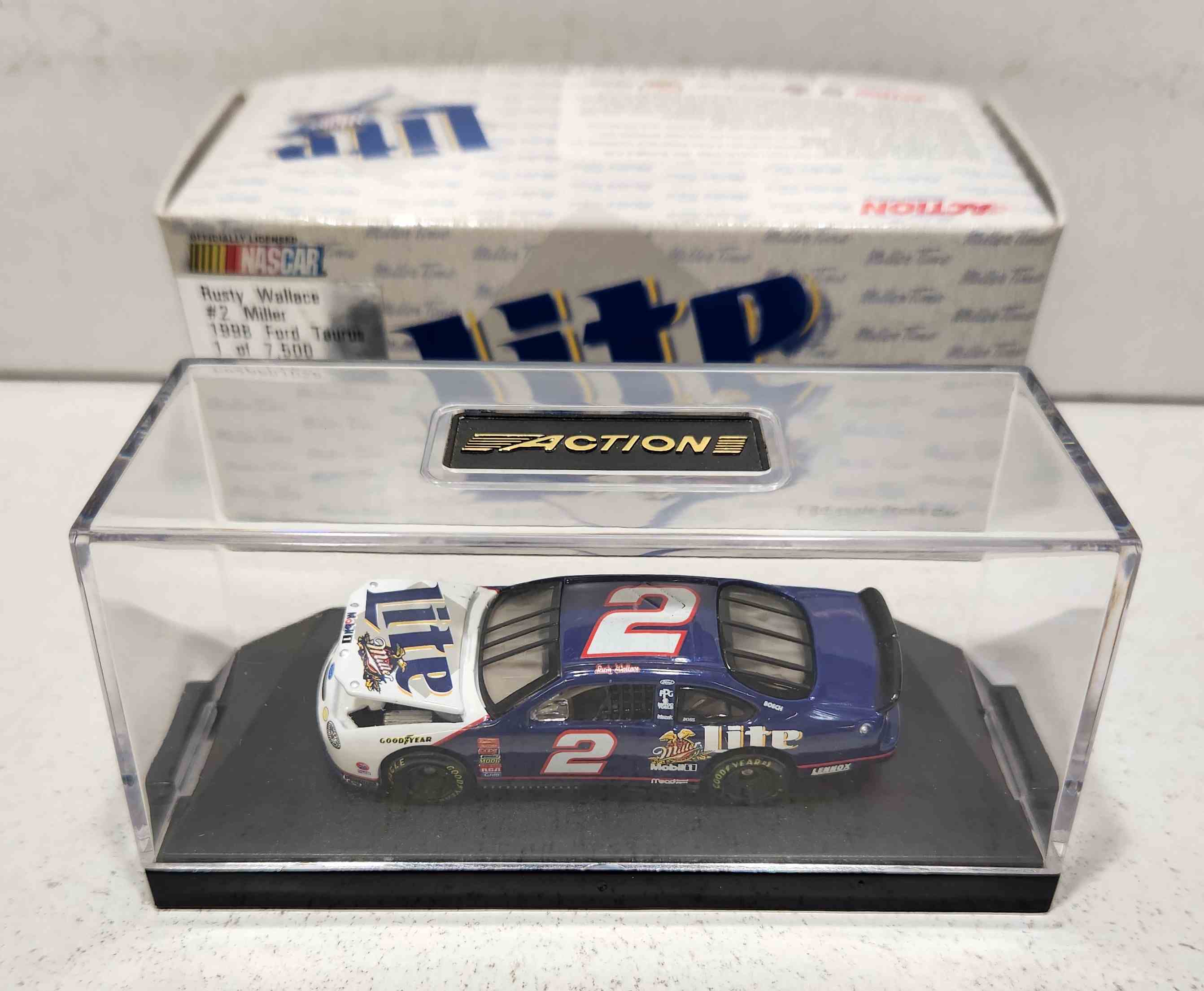 1998 Rusty Wallace 1/64th Miller Lite RCCA hood open Taurus