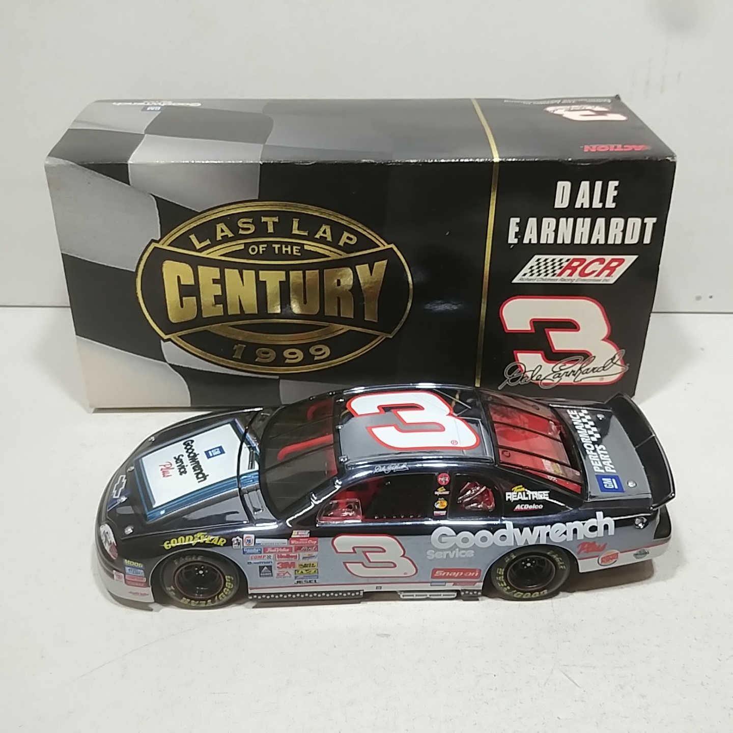 1999 Dale Earnhardt 1/24th Goodwrench Service Plus Sign "Last Lap of The Century" c/w bank Monte Carlo