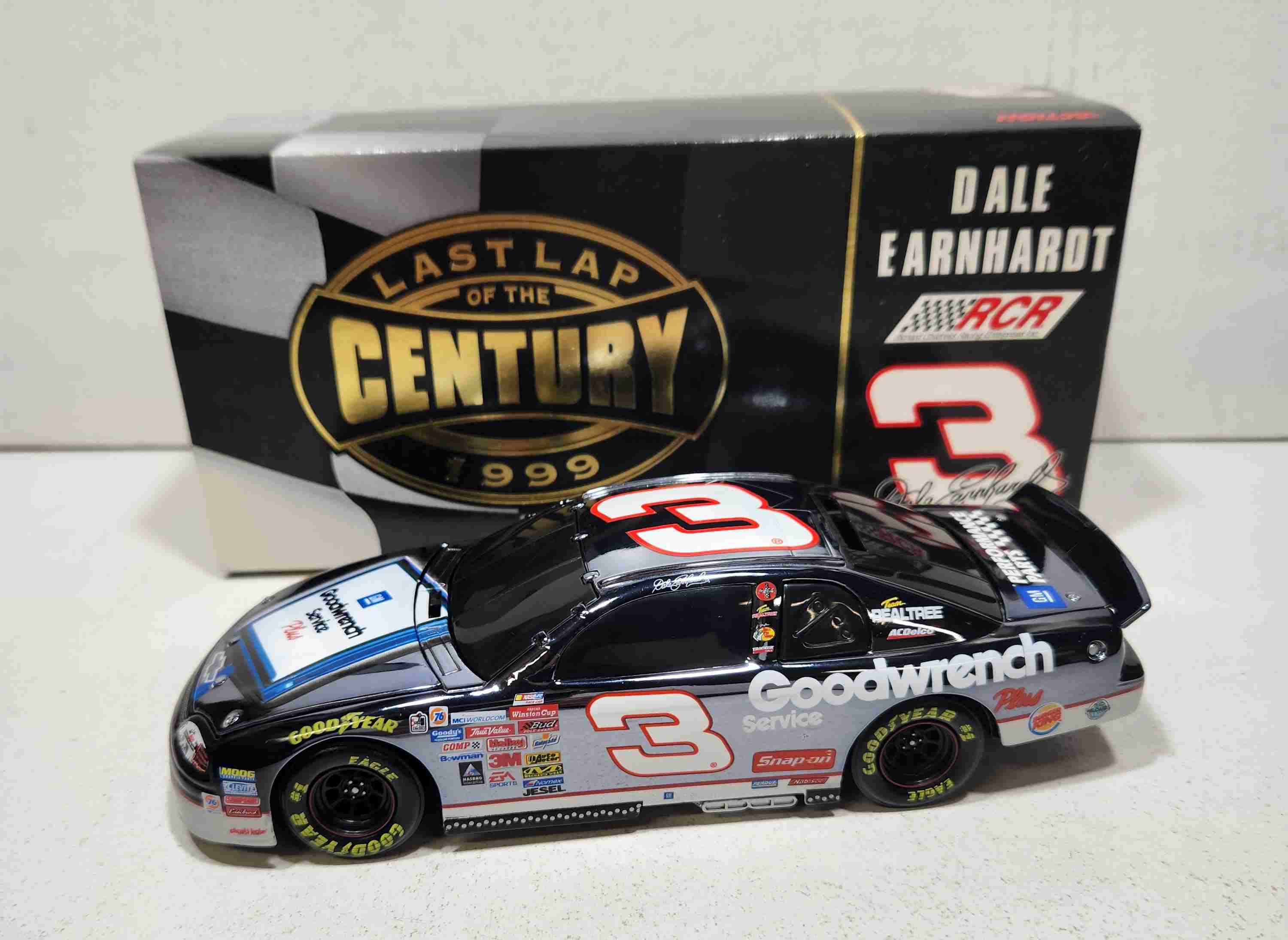 1999 Dale Earnhardt 1/24th GM Goodwrench Sign "Last Lap of the Century" b/w/b Monte Carlo