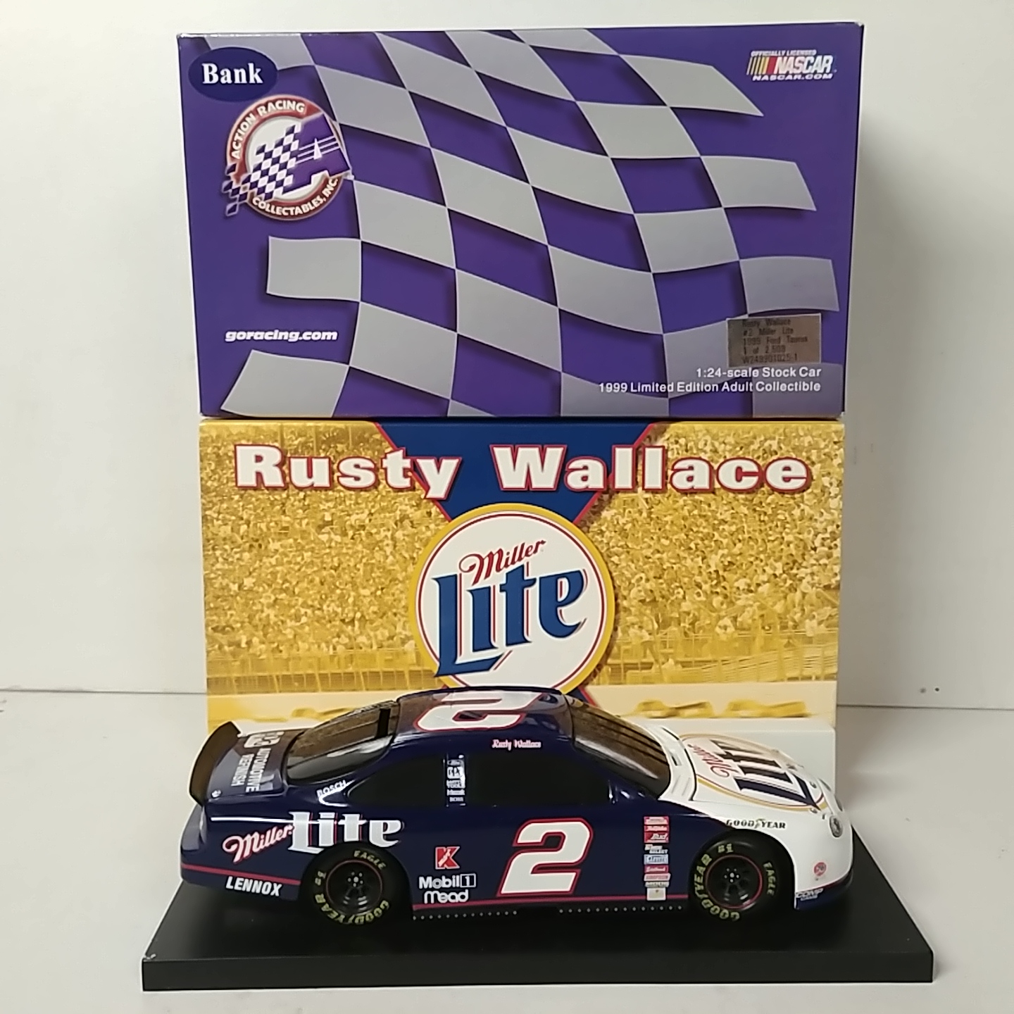 1999 Rusty Wallace 1/24th Miller Lite b/w bank