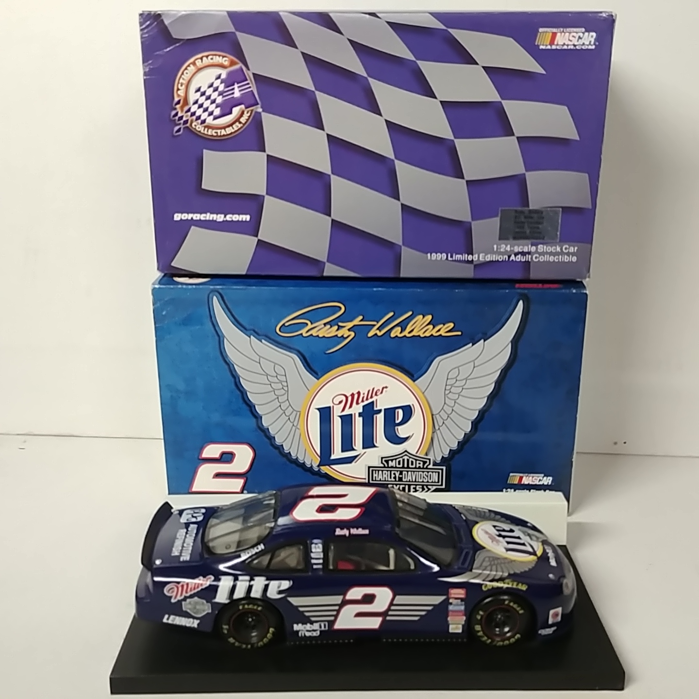 1999 Rusty Wallace 1/24th Miller Lite "Harley" c/w car