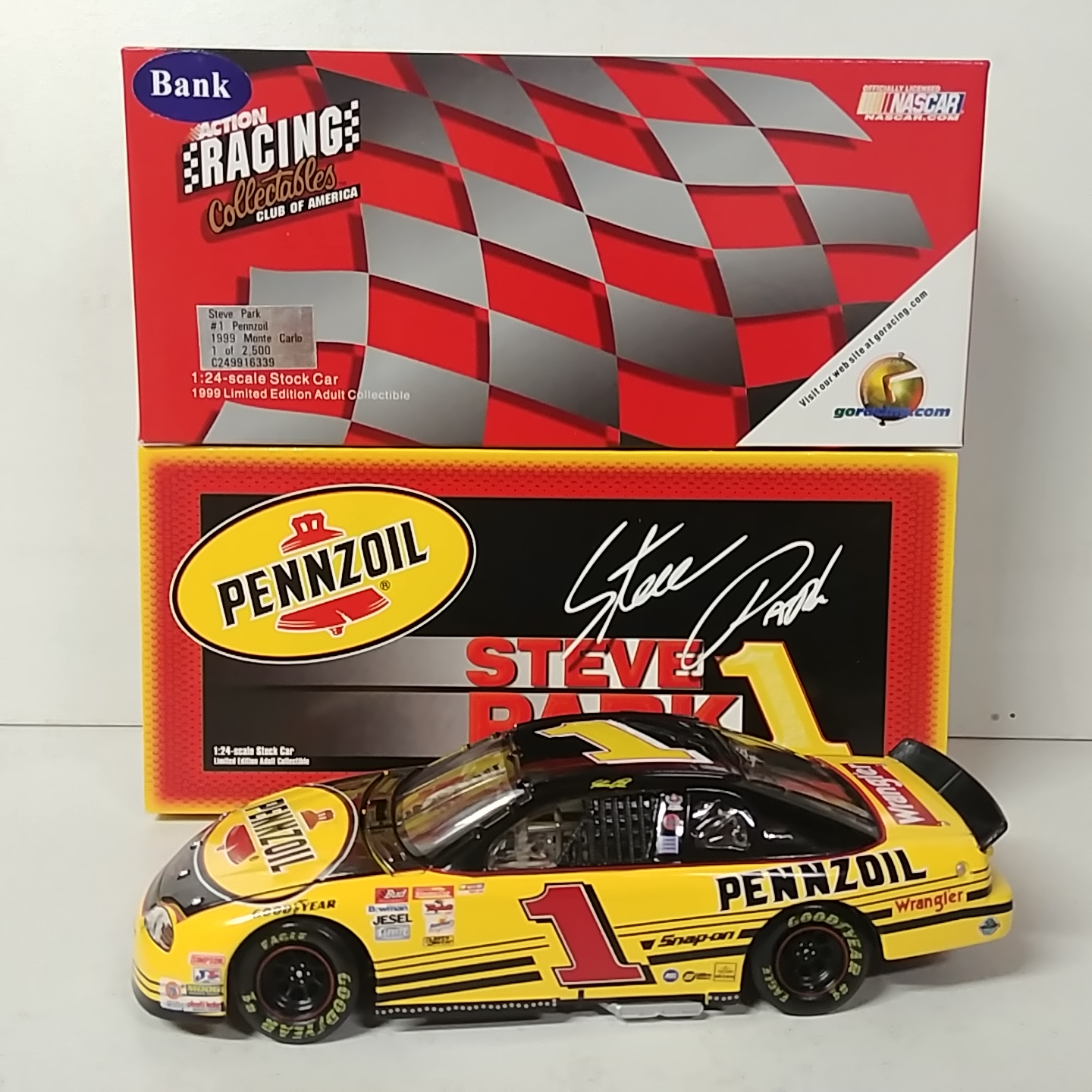 1999 Steve Park 1/24th Pennzoil c/w bank Monte Carlo