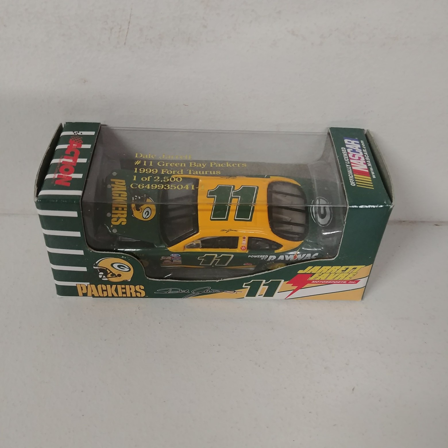 1999 Dale Jarrett 1/64th Rayvac "Green Bay Packers""Busch Series" RCCA hood open Taurus