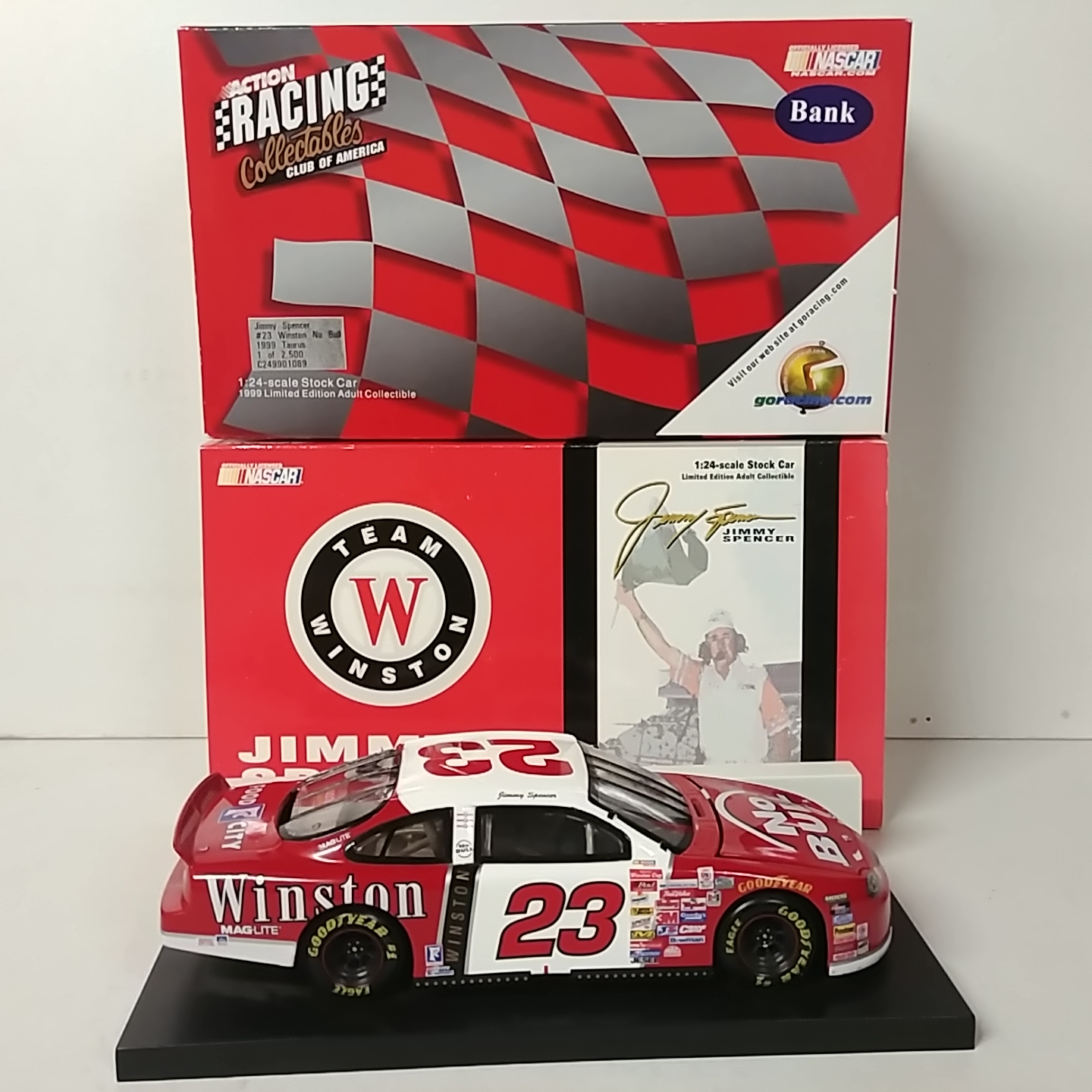 1999 Jimmy Spencer 1/24th Winston No Bull c/w bank Taurus