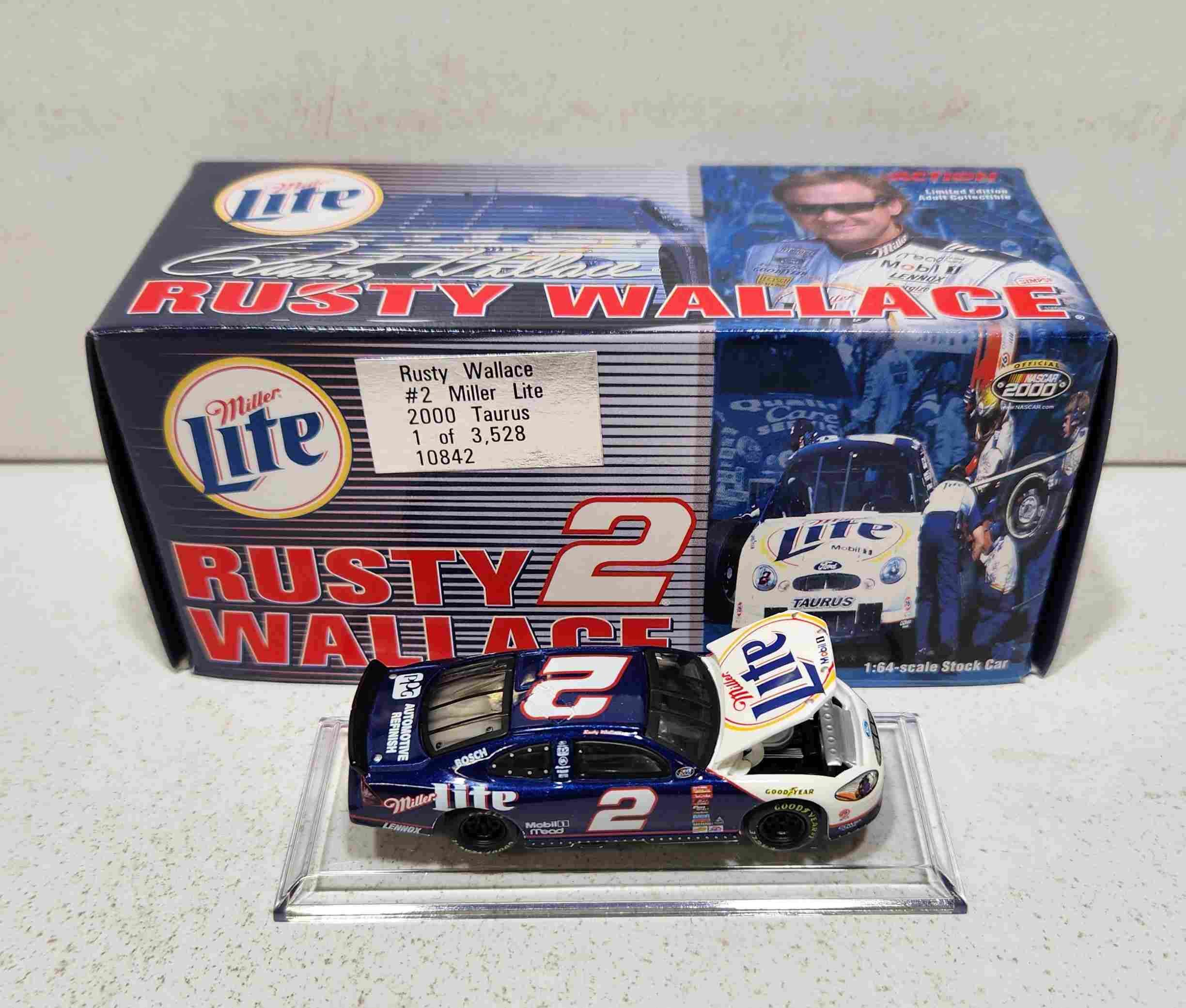 2000 Rusty Wallace 1/64th Miller Lite RCCA hood open Taurus