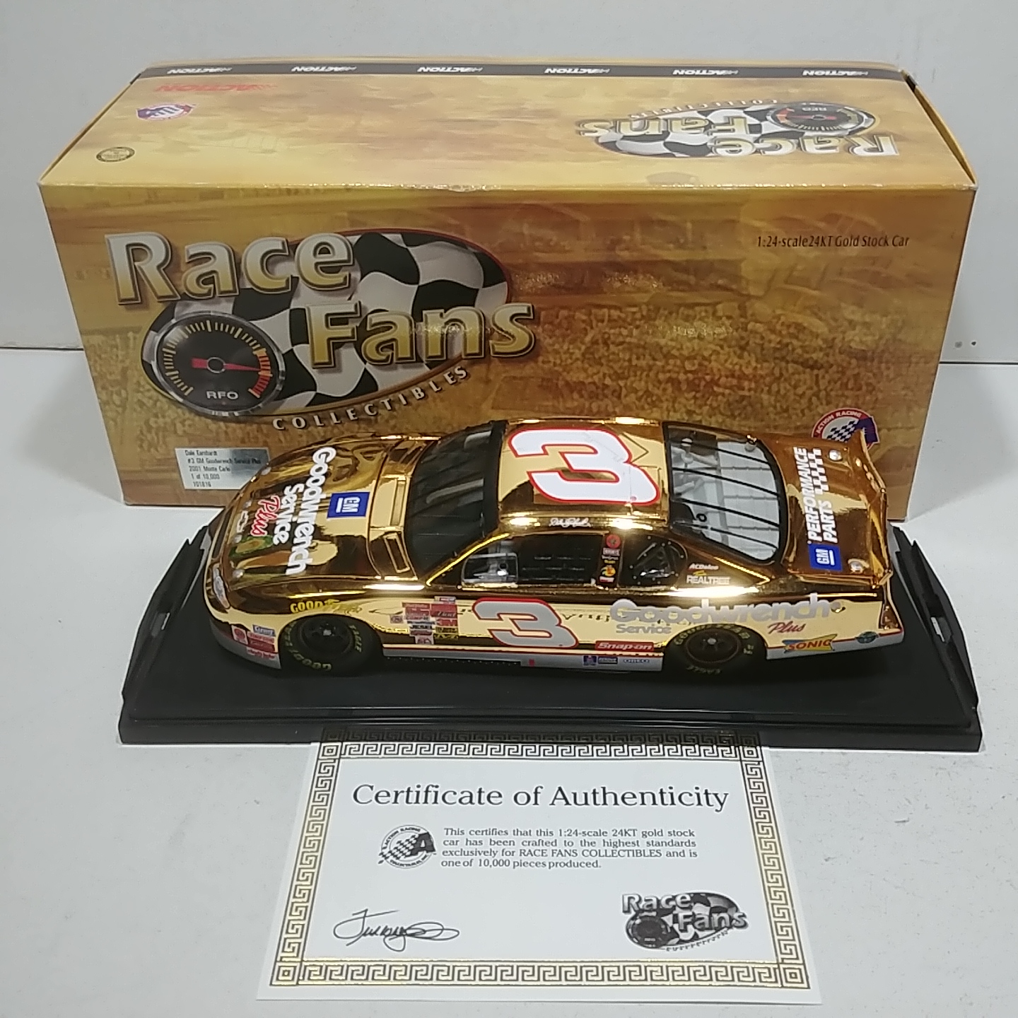 2001 Dale Earnhardt 1/24th GM Goodwrench Service Plus "Race Fans 24ct Gold" Monte Carlo