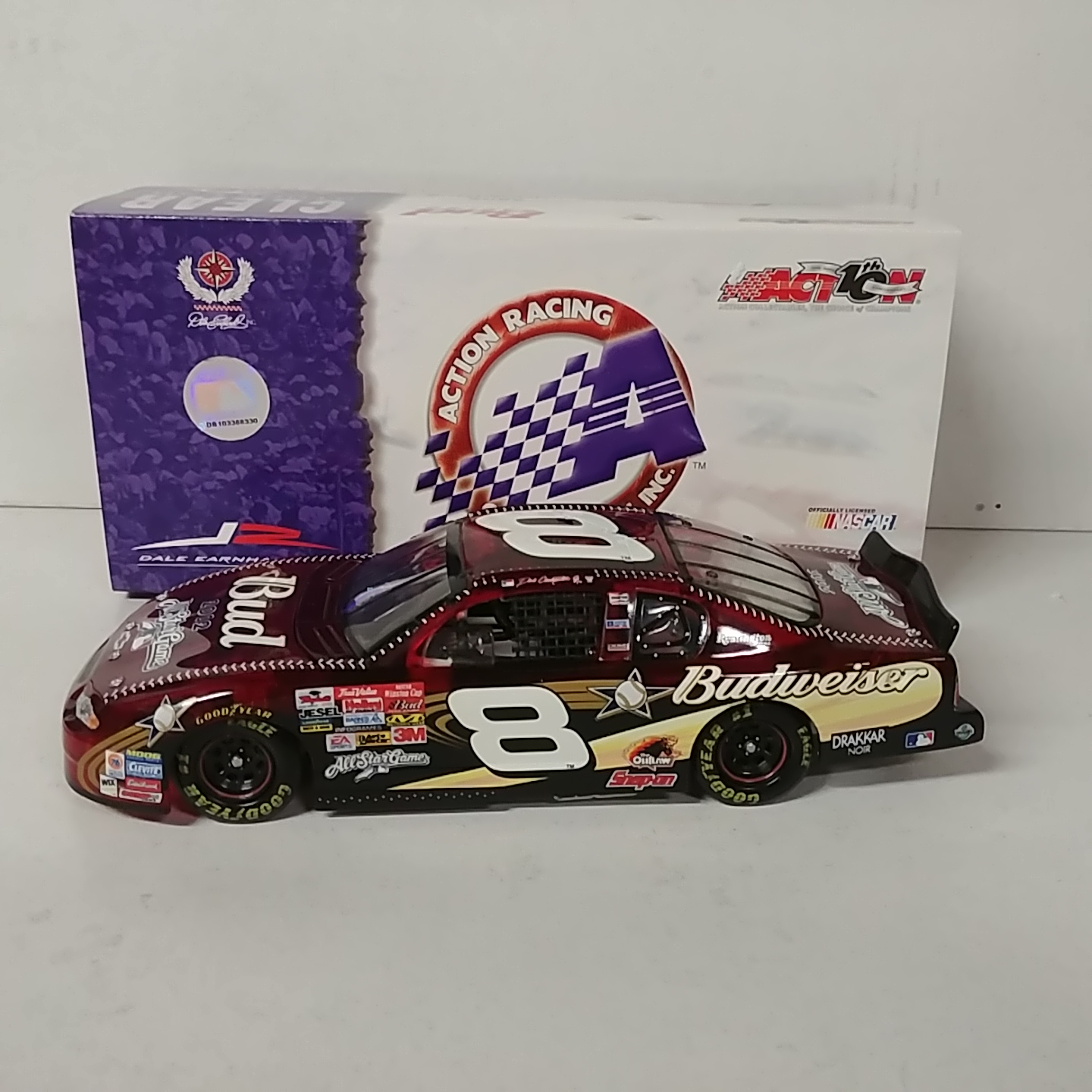 2002 Dale Earnhardt Jr 1/24th Budweiser "MLB All Star Game" clear car