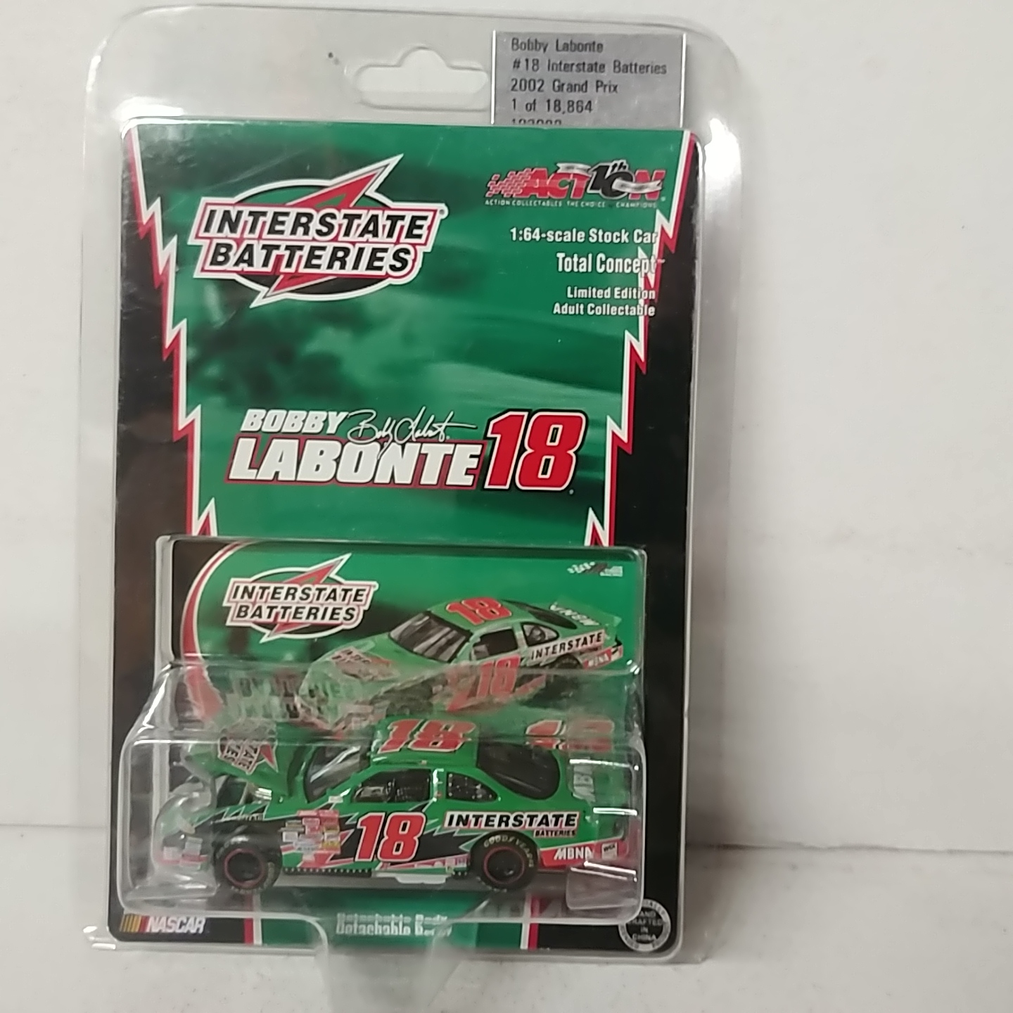 2002 Bobby Labonte 1/64th Interstate Batteries Total Concept hood open Grand Prix