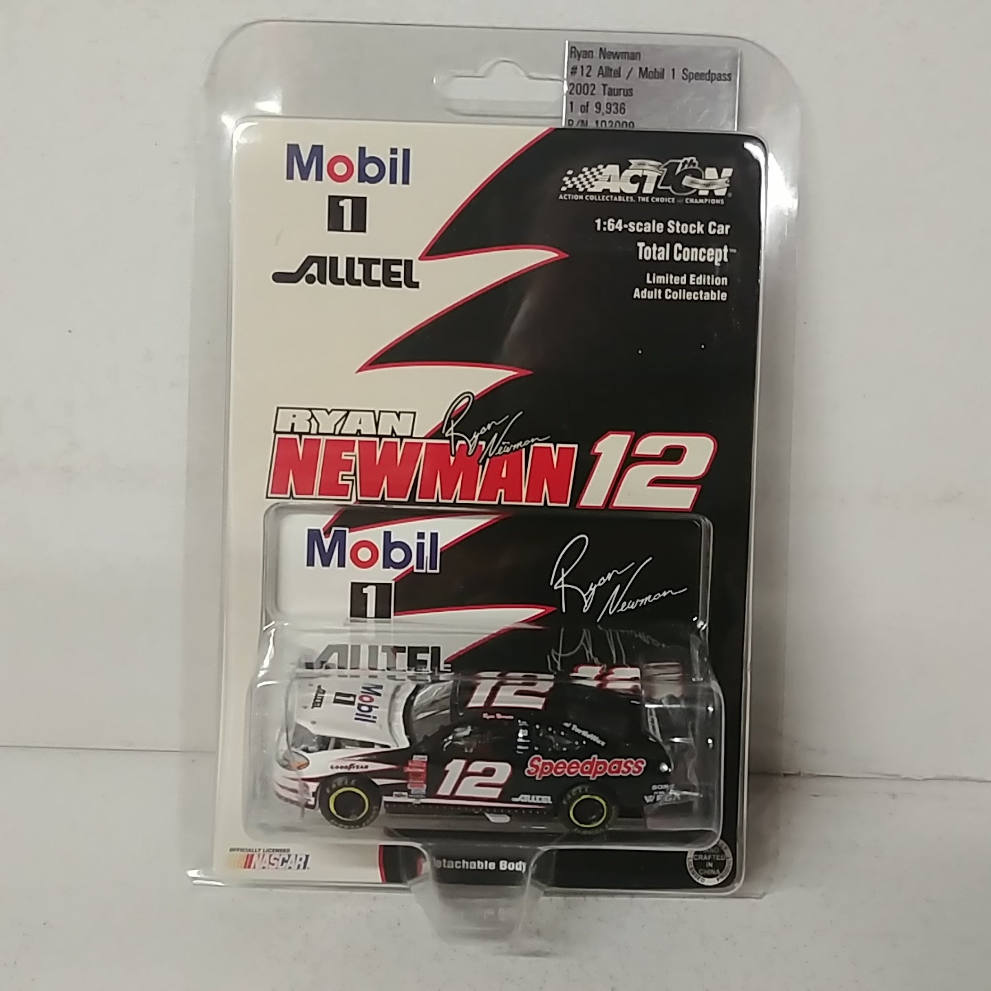 2002 Ryan Newman 1/64th Mobil1 "Speedpass" Total Concept hood open ARC Taurus