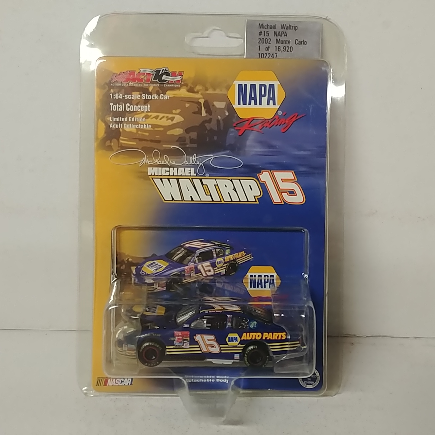 2002 Michael Waltrip 1/64th NAPA Total Concept hood open Monte Carlo