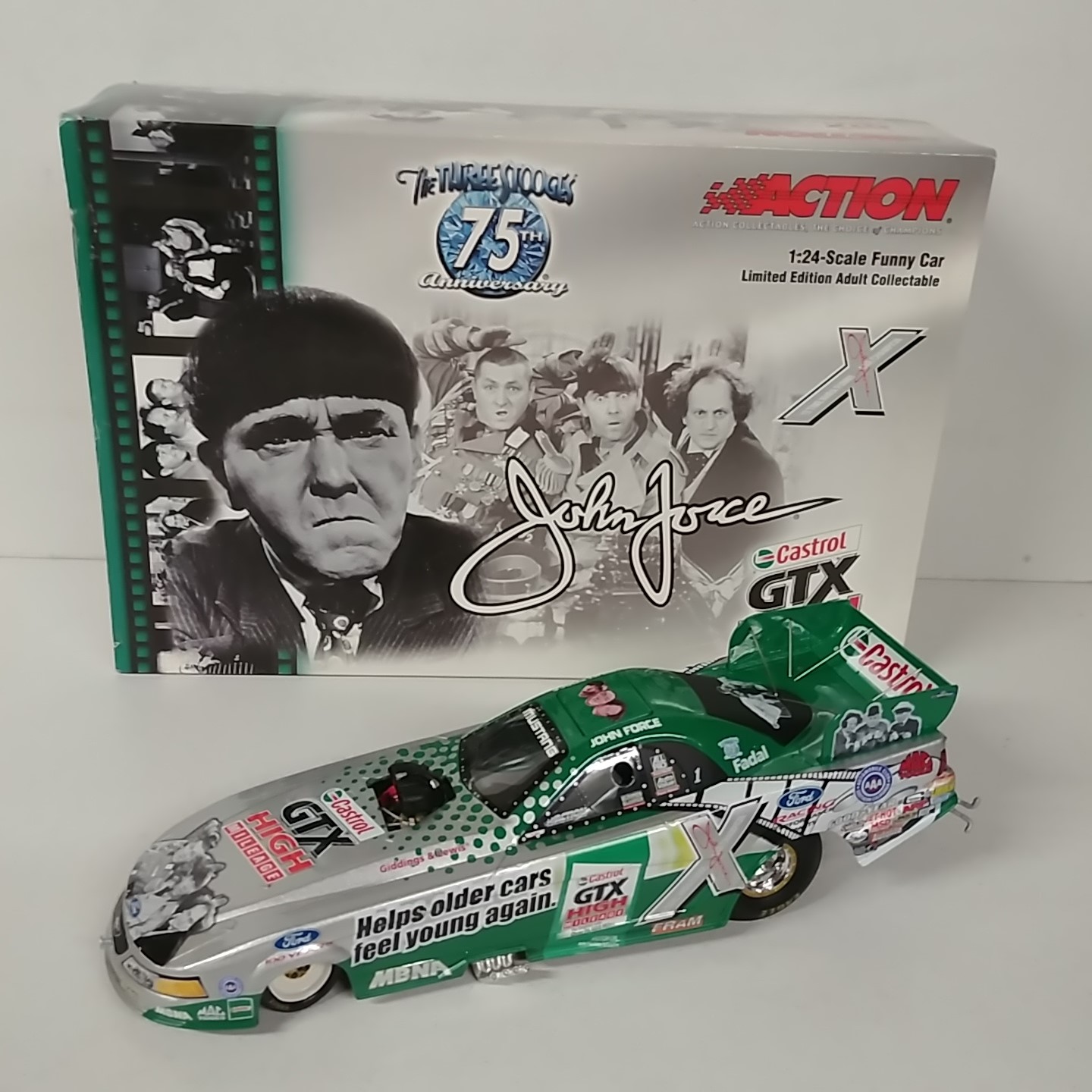 2003 John Force 1/24th Castrol GTX High Mileage "The Three Stooges 75th Anniversary" funny car