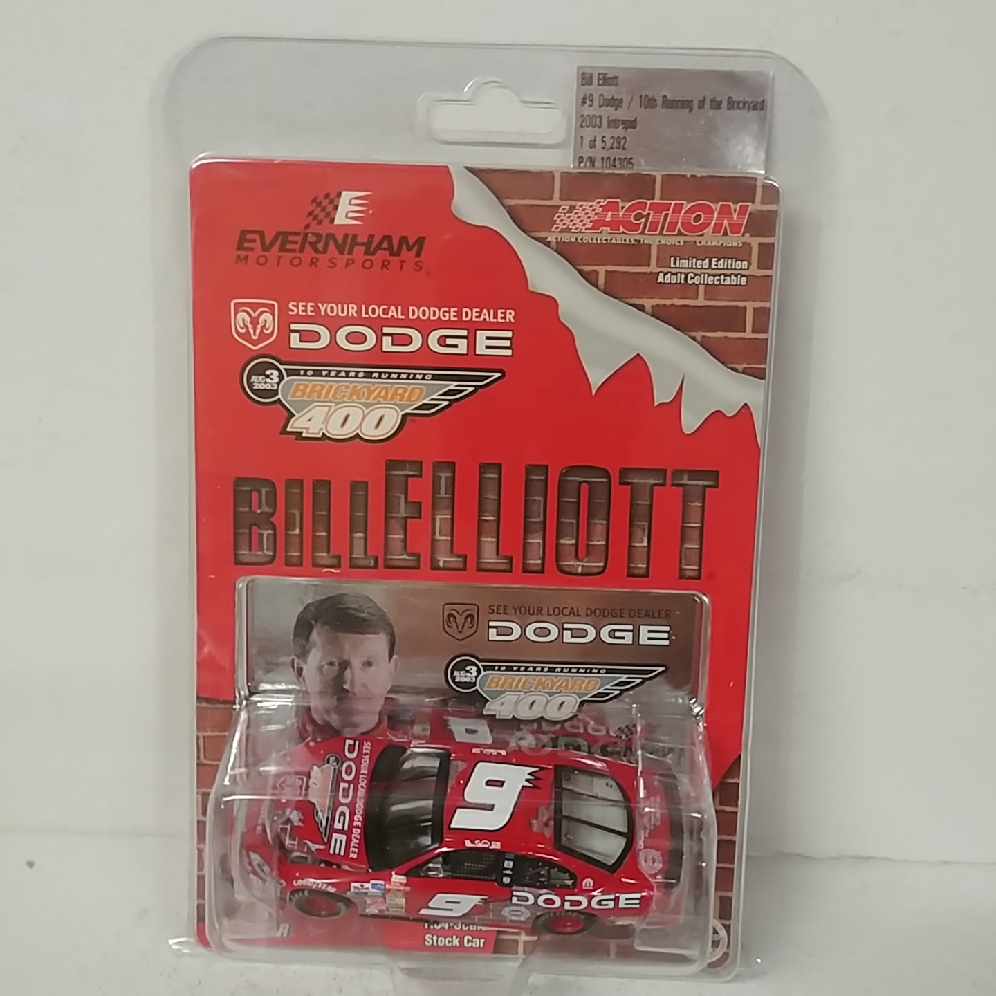 2003 Bill Elliott 1/64th Dodge Dealers "10th Running of the Brickyard" ARC hood open Intrepid