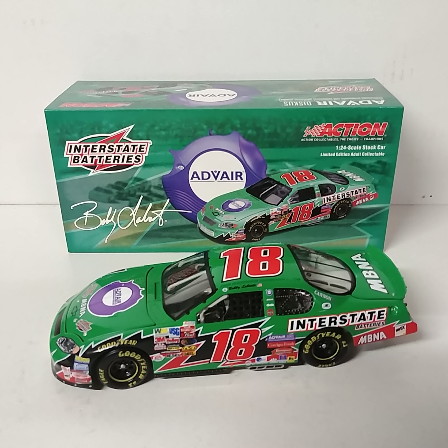 2003 Bobby Labonte 1/24th Interstate Batteries "Advair" "Green" c/w Monte Carlo