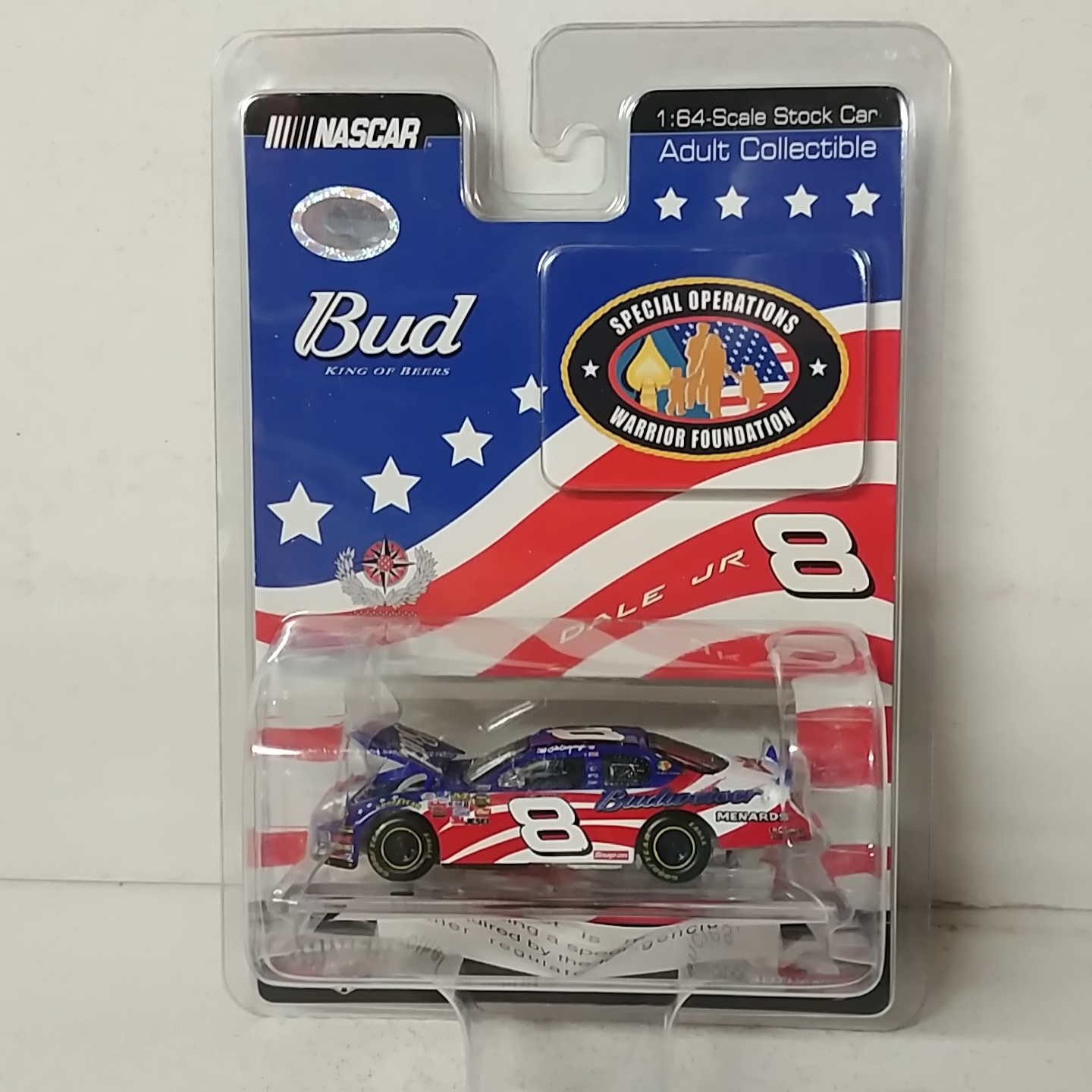 2007 Dale Earnhardt Jr 1/64th Budweiser "Stars & Stripes" "Dealer Select" hood open Monte Carlo SS