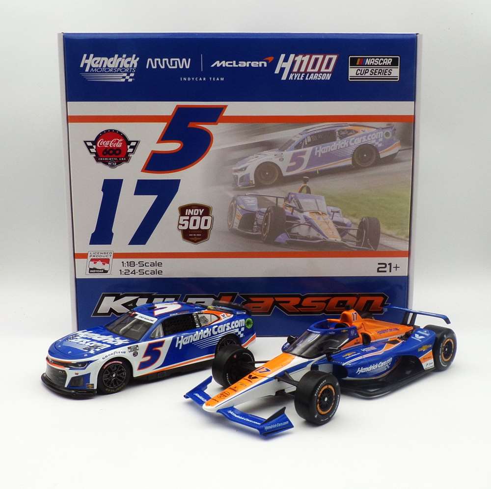 2024 Kyle Larson 1/24th 1/18th HendrickCars "1100""Qualifing Version" hood open Camaro and Indy car Set