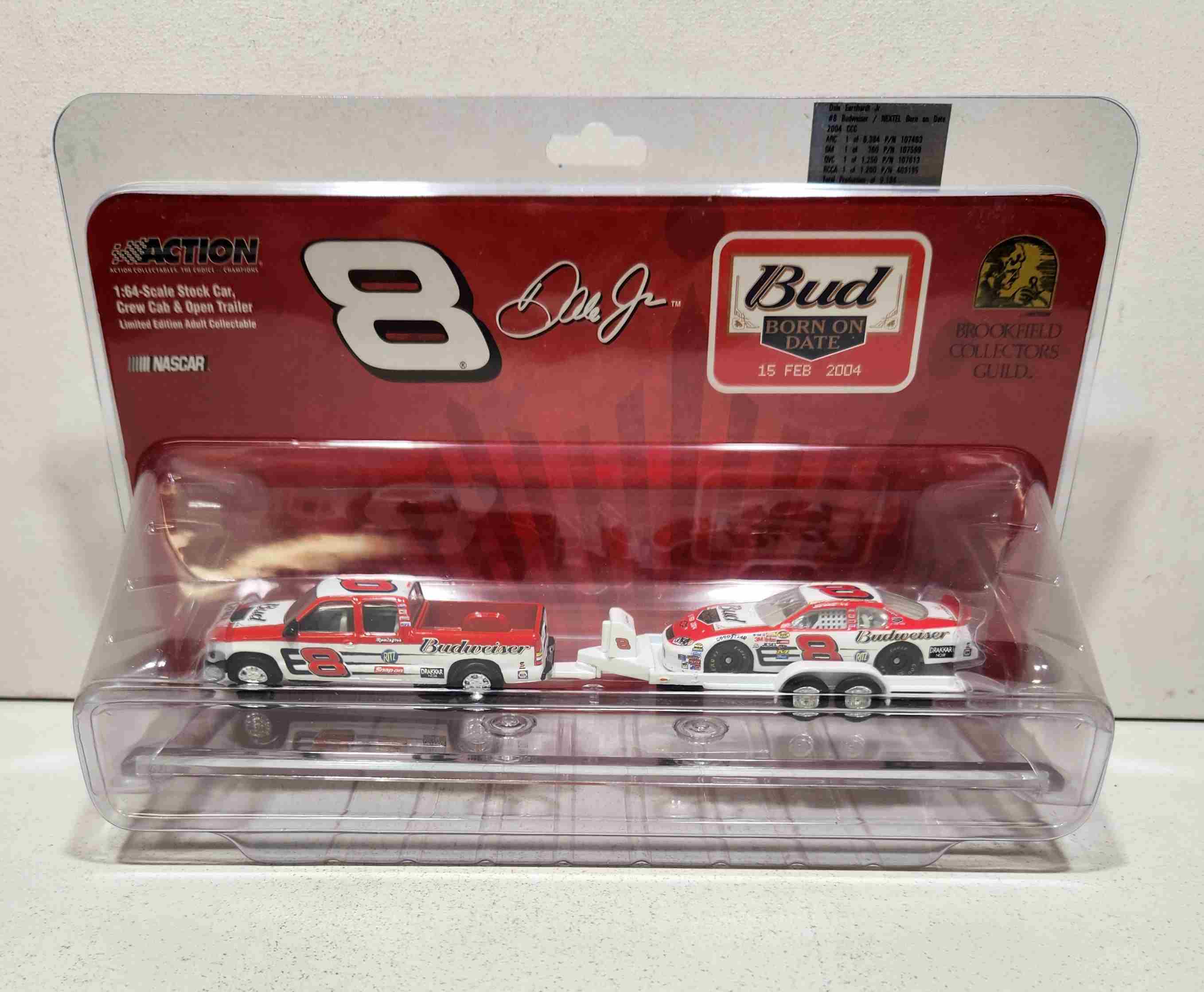 2004 Dale Earnhardt Jr 1/64th Budweiser "2/15/04 Born On Date" CCC 3-piece set by Brookfield