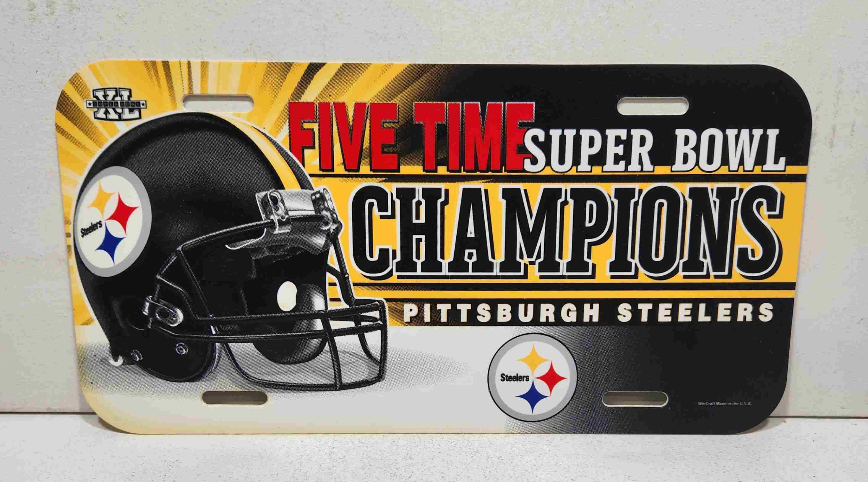 2006 Pittsburgh Steelers "Super Bowl 5-Time Champions" plastic license plate