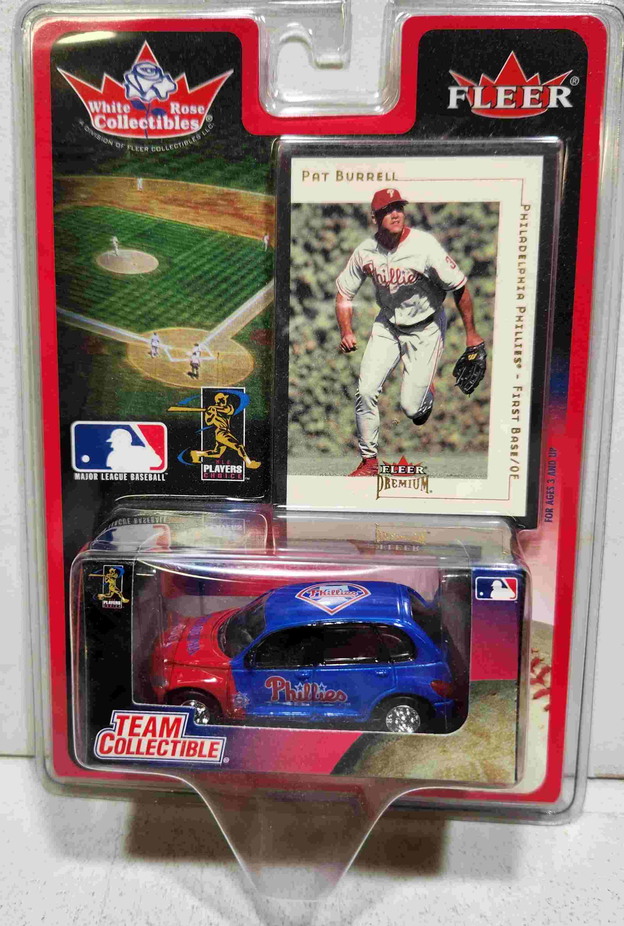 2001 Philadelphia Phillies 1/64th PT Cruiser with Pat Burrell trading card