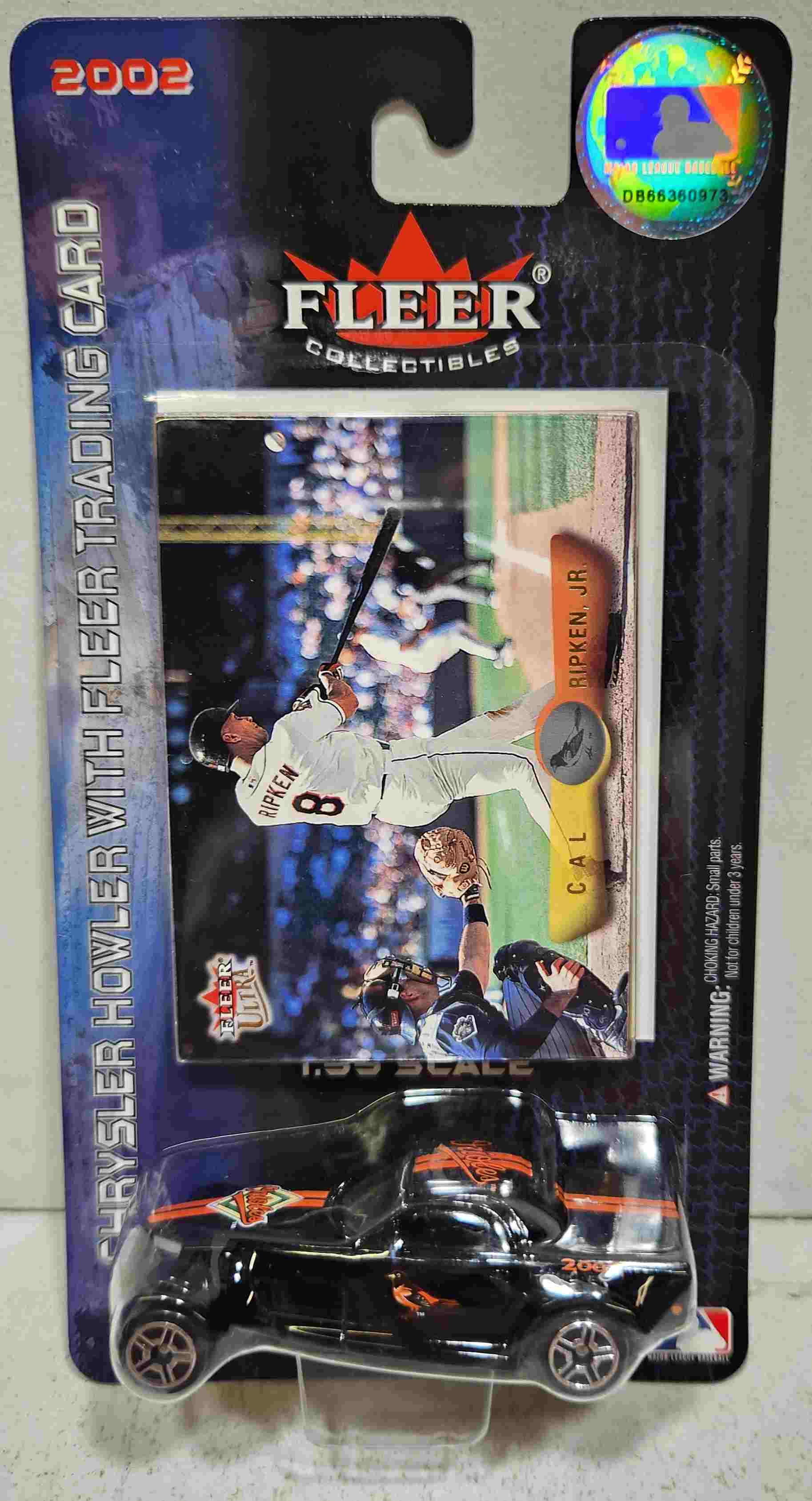 2002 Balitmore Orioles 1/64th Chrysler Howler with Cal Ripken Jr trading card