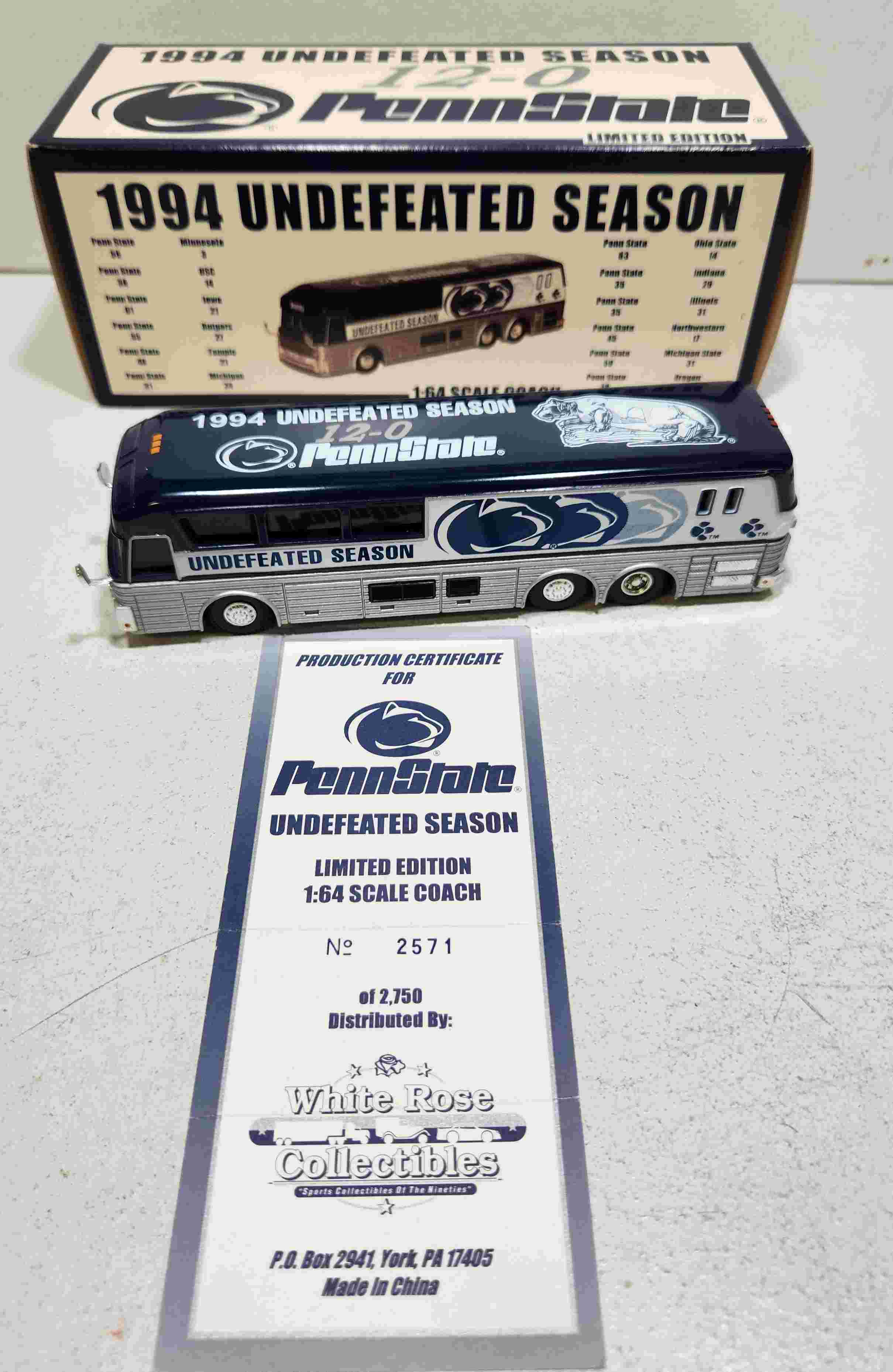 1994 Penn State 1/64th "Undeafed Season" motor coach